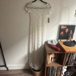 Wild Fable Lace Maxi Dress Sheer White Short Sleeve Scoop Neck XXS Photo 5