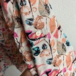 Talbots  Xl Petite Button Down Blouse Top Colorful Bird Print Roll Tab Sleeves Photo 3