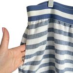 J.Jill  Love Linen A-Line Midi Skirt Size M Blue White Stripe Button Pocket Beach Photo 1