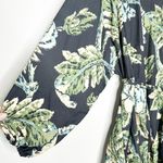 Rhode Womens Ella Mini Dress Leaves Print Long Sleeve Belted Black Green Size M Size M Photo 6