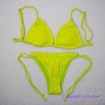 New! Set! It's Now Cool x Free People the frill tri eco neon lime rib bikini, S Green Photo 1