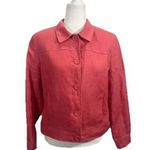 Appleseeds Irish Linen Coral Pink Lined Blazer Size 8 Petite Preppy Classic Photo 0