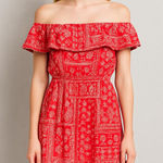 Faded Glory  Women Large Eyelet Bandana Patchwork Paisley Off The Shoulder Rodeo Photo 0