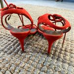 Aquazzura coral suede Strappy sandal ankle tie Size 39.5 Red Photo 5