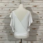 ZARA  Ruffle Sleeve Cropped Top - White - Small Photo 11