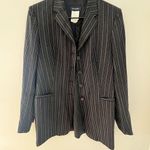 Piazza Sempione Italy Womens Wool Pinstripe Suit Jacket Blazer IT 44 / US 8 Photo 0