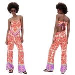 ZARA NWT  Pajama Style Wide Leg Multicolor Printed Pant Small Blogger Fave Photo 1