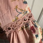 Womens Jacket Open Front Pink Lace Size Large Bell‎ Sleeves Floral Print Kimono Photo 2