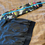 French Connection 100% Silk Bomber Jacket, Size 4, Black Full Zip Floral Sleeves Photo 6