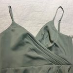 Azazie  Maci Stretch Satin Dress Bridesmaid AGAVE Size A6 Sage Green Photo 4