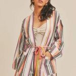 Sage THE LABEL Cardigan Extra Small Kimono 100% Cotton Stripe Beach Travel NWT Photo 0