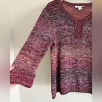 Christopher & Banks  Ombre Henley Knit Sweater Plum L Button Front Photo 3