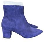 L'Agence NWOB L’AGENCE Blue Suede Pointed Toe Block Heel Booties Size 37 US 7 Photo 3