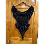 Free People Womens  Juliet Black Floral Frilly Feminine Bodysuit Size Small Photo 3