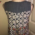 En Crème Navy & Cream with Gold Embroidery Boho Dress Size L Blue Size L Photo 5