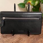 Timberland Black Leather Wallet Clutch Organizer Silver Tree Logo Women Photo 6