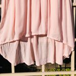 Chelsea and Violet  Dress Womens Medium Pink Maxi Gauzy Crinkle Crochet Neckline Photo 4