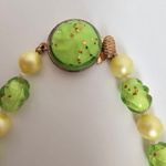 Vintage Yellow Plastic Pearl Green Glitter Lucite Bead Necklace Photo 4