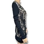 Dolcezza Womens Shirt Top Full Zip Long Sleeve Ribbed Ruffled Hem Black Brown S Photo 1