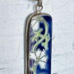 Floral Pottery Pendant Necklace Blue Photo 1