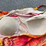 Vintage 90s 3 Piece Bikini Tankini Orange Sunset Floral Swimsuit Set Size M Photo 12