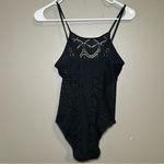 La Blanca  Power Couple Black Crochet Knit One Piece Bikini Women’s Size Small 4 Photo 6