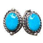 Southwestern Sterling Silver Natural Sleeping Beauty Turquoise Stud Earrings Blue Photo 2