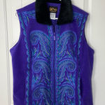 Bob Mackie NWOT Vintage  women’s purple fleece embroidered‎ fuzzy collar vest art Photo 0