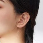 Sterling Silver 925 Sparkling Simple Ear Cuff Earrings Photo 1