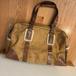 Bath & Body Works Bath Body Works Suede Faux Leather Croc Travel Duffle Bag Carry On Brown Tan 20" Photo 2