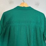 Athleta  Womens Echo Button Down Short‎ Sleeve Shirt Teal Green Medium Athleisure Photo 6