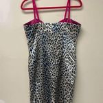 Boston Proper  White Navy Cheetah Print BodyCon 100% Silk Mini Dress SZ 8 Photo 3