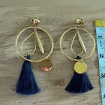 J.Crew  dangle hoop earrings with blue tassel Photo 2
