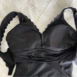 Kona Sol  Black One Piece Scalloped Swimsuit Full Coverage Summer Vacation Photo 11