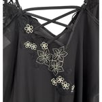 Linea Donatella NWT Black Floral Embroidered Lace Trim Midi Slip Dress Sz Large Photo 5