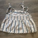SheIn Blue Striped Babydoll Tie Strap Crop Top Size L Photo 4