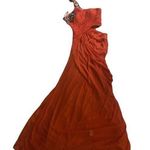 Shimmer by Bari Jay Formal Long Dress Gown Orange Coral Beaded Size 4 Photo 0