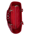 Red faux leather bucket satchel handbag, structured boxy, chunky hardware. NEW! Photo 2