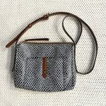 Fossil  Gemma Blue White Mermaid Fish Scale Print Coated Canvas Small Crossbody Photo 2