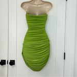 Baobab Irene Mini Dress Small Green Strapless Shimmer Bodycon Party Photo 4