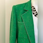 Tweed Emerald Green 1 Button Rope Edges Blazer 4 Deep Pockets & Belt Sz M/L Size M Photo 1
