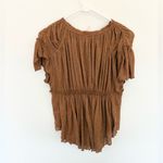 Free People Brown Boho Crochet Knit Lace Short Sleeve Top Photo 2