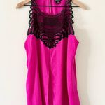 City Chic  Sleeveless Chiffon and Lace Top in Bright Pink and Black - Size 16 Photo 1