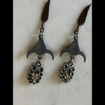 FALL CLEARANCE Vintage 80's Pewter Bull Head Dangle Earrings with Turquoise Silver Photo 4