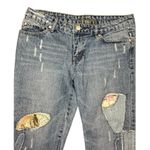 Y2K boho jeans capri patchwork boho hippie distressed artsy streetwear cropped Blue Size undefined Photo 4