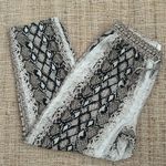 Joie  Ceylon Cream/Brown Snake-Skin Cropped Pants Women’s Size L Elastic Waist Photo 2