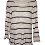 Habitat Lightweight Scoop Neck Striped Long Sleeve Button Detail Size Small Photo 0