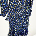 Saloni Womens Isa Ruffle Dress Knee Length Silk Velvet Polka Dots Black Size 0 Photo 3