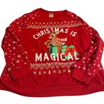 Womens Red Light Up Christmas is Magical Rudolph Christmas Sweatshirt Size 3XL Photo 0