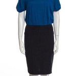 Burberry  London Scoop Neck Mini Dress Scuba Skirt In Black Top Blue Size 6 Photo 0